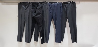 10 PAIRS OF BRAND NEW DESIGNER MIXED TROUSERS LOT IE. BEN SHERMAN DARK GREY - SIZE 32, UNBRANDED BLACK - SIZE 50 , HUGO BOSS NAVY BLUE - SIZE 36, BEN SHERMAN DARK GREY - SIZE 32 HUGO BOSS NAVY BLUE - SIZE 52, PEPE JEANS CHEQUERED NAVY BLUE - SIZE S / L