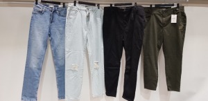 9 PRS OF BRAND NEW JEANS BY ZARA, BOOHOO, MNG SELECTION, SHEIN, SIMPLY BE, HOLLISTER AND SIMILAR IN VARIOUS SIZES & COLOURS