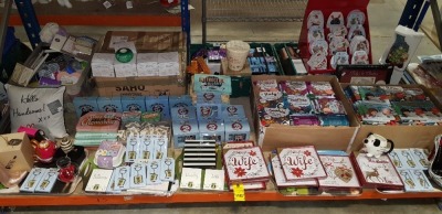 2000+ BRAND NEW MIXED FULL BAY CONTAINING TEA LIGHT HOLDERS ( VARIOUS NAMES ) , GRUMPY OLD GIT MUGS ,GLITTER PICTURE FRAMES , METAL EGG CLAD , MONEY SAVING TINS , HELLO HANDSOME PILLOW , GRUMPY OLD GIT KEY CHAINS , FOOD TRAYS , CERAMIC MONEY SAVING POT ,