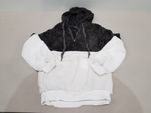 40 X BRAND NEW FLUFFY GREY AND WHITE 1/4 ZIP HOODIES SIZES SML/