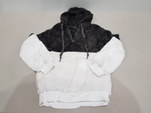 40 X BRAND NEW FLUFFY GREY AND WHITE 1/4 ZIP HOODIES SIZES MEDIUM