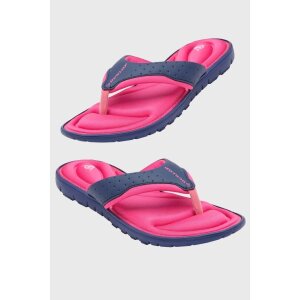 12 X BRAND NEW DUNLOP MEMORY FOAM CUSHIONED TOE FLIP FLOPS IN NAVY/FUCHSIA SIZE 6- RRP-£25.00