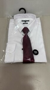 160 X BRAND NEW PEACOCKS MENS WHITE SHIRTS WITH TIE - IN VARIOUS SIZES