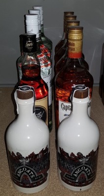 10 X BRAND NEW MIXED ALCOHOL LOT CONTAINING - 3X BACARDI WHITE RUM 1 LITRE - 4X CAPTAIN MORGAN RUM 1 LITRE- 3X BACARDI WHITE RUM 1 LITRE 2X ANCOATS RUM 50CL ETC