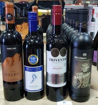 18 X BRAND NEW MIXED WINE LOT CONTAINING 11X 19 CRIMES THE BANISHED PARK RED WINE 750ML - MALBEC TRIVENTO ARGENTINA WINE 750ML - BAREFOOT MERLOT WINE WINE 750 ML - ETC