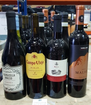 18 X BRAND NEW MIXED WINE LOT CONTAINING VALPOLICELLA RIPASSO CLASSICO - CAMPO VIEJO RIOJA - ROCCA PRIMITIVO PUGLIA - TERRE AVARE PRIMITIVO DI MANDURIA ALL 750 ML ETC