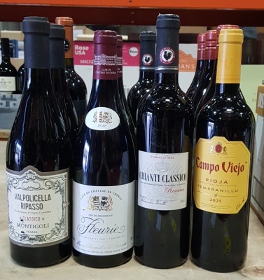 16 X BRAND NEW MIXED WINE LOT CONTAINING VALPOLICELLA RIPASSO CLASSICO - CAVE DU CHATEAU DE CHENAS - CHIANTI CLASSICO - CAMPO VIEJO RIOJA ALL 750ML ETC