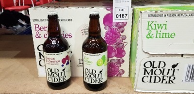 48 X BRAND NEW BOXED OLD MOUNT CIDER 500ML BOTTLES - IN BERRIES AND CHERRIES AND KIWI AND LIME