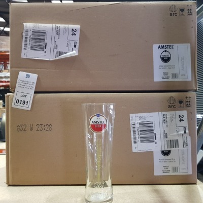 48 X BRAND NEW BOXED AMSTEL BIER PINT GLASSES IN 2 BOXES