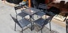 1 X OUTDOOR METAL TABLE SET - SQUARE TABLE AND 4 CHAIRS IN BLACK - 75CM HIGH - 60X60 SQAURE