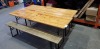 2 X TABLES WITH 2 X BENCHES - TABLES 200CM X 60CM X 78CM - BENCHES - 195CM X 27CM X 50CM