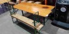 2 X TABLES WITH 2 X BENCHES - TABLES 200CM X 60CM X 78CM - BENCHES - 195CM X 27CM X 50CM