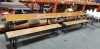 2 X TABLES WITH 2 X BENCHES - TABLES 200CM X 60CM X 78CM - BENCHES - 195CM X 27CM X 50CM