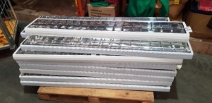 22 X USED FLOURESCENT CEILING LIGHTS ( USED CONDITION ) DOUBLE TYPE - NO BULBS - (160 CM LENGTH )