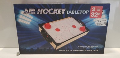 48 X BRAND NEW BOXED AIR HOCKEY TABLE TOP 48CM X 28CM X 6.8CM INCLUDES 2 X PUCKS AND 2 X PADDLES - IN 8 BOXES