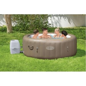 1 X BRAND NEW LAY-Z-SPA PALM SPRINGS PORTABLE SPA - AIR JET SYSTEM - WITH DIGITAL CONTROL PANEL -140 BUBBLE JETS INCLUDE FLOOR MATS AND CANOPY - INFLATED SIZE -1.96M X 71CM