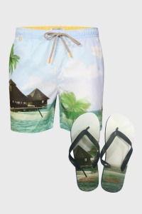 16 X BRAND NEW TOKYO LAUNDRY MAUNA MATCHING SWIM SHORTS AND FLIP FLOP SET 5 X SIZE LARGE 11 X SIZE X LARGE