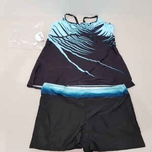 20 X BRAND NEW WOMAN 2 PIECE TANKINI SWIM / BEACH WEAR - IN SIZES TO INCLUDE L / XL / 2XL / 3XL ETC - ALL IN BLUE AND BLACK