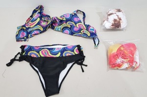 30 X BRAND NEW WOMAN 2 PIECE TANKINI SWIM / BEACH WEAR - IN SIZES TO INCLUDE S / M / L / ETC - ALL IN MIXED COLOURS STYLES AND PRINTS