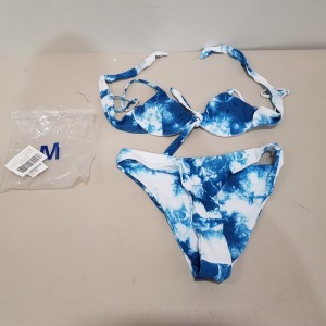 40 X BRAND NEW WOMAN 2 PIECE TANKINI SWIM / BEACH WEAR - IN SIZES TO INCLUDE M / L / XL / ETC - BLUE AND WHITE