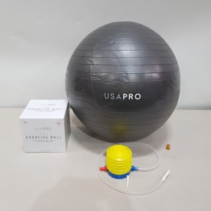 60 X BRAND NEW USA PRO EXERCISE BALL - INCLUDES PUMP - ALL IN SIZE 65 CM - RRP £ 17.99 EACH - IN 5 BOXES