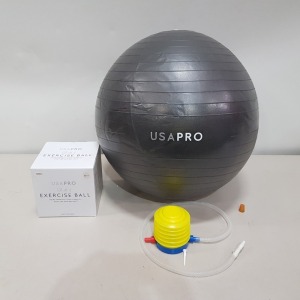 60 X BRAND NEW USA PRO EXERCISE BALL - INCLUDES PUMP - ALL IN SIZE 65 CM - RRP £ 17.99 EACH - IN 5 BOXES