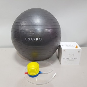 60 X BRAND NEW USA PRO EXERCISE BALL - INCLUDES PUMP - ALL IN SIZE 55 CM - RRP £ 15.99 EACH - IN 5 BOXES