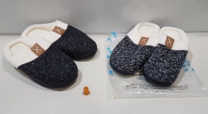 20 X BRAND NEW AGAINCARE MENS FLUFFY SLIPPERS - COLOURS TO INCLUDE BLACK AND SOME IN BLACK AND WHITE - IN SIZES UK 9 - 10 / 10 - 11 - IN 2 TRAYS NOT INCLUDED