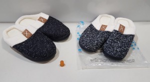 20 X BRAND NEW AGAINCARE MENS FLUFFY SLIPPERS - COLOURS TO INCLUDE BLACK AND BLACK AND WHITE - IN SIZES UK 10 - 11 - IN 2 TRAYS NOT INCLUDED