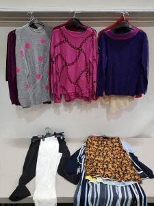 50 PIECE BRAND NEW MIXED WOMANS CLOTHING LOT TO INCLUDE CARDIGANS / SWEATERS / T-SHIRTS / BRIEFS / LONG SKIRTS / DRESSES ETC -ALL IN VARIOUS STYLES COLOURS AND SIZES ( PLEASE NOTE THIS IS ALL BRAND NEW BUT FACTORY SAMPLES FOR APPROVAL