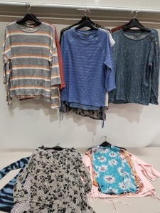 50 PIECE BRAND NEW MIXED WOMANS CLOTHING LOT TO INCLUDE CARDIGANS / JUMPERS / T-SHIRTS / ETC -ALL IN VARIOUS STYLES COLOURS AND SIZES ( PLEASE NOTE THIS IS ALL BRAND NEW BUT FACTORY SAMPLES FOR APPROVAL