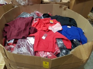 300 + BRAND NEW MIXED KIDS SCHOOLWEAR LOT CONTAINING WINTERBOTTOMS / GEEJAY / UNBRANDED - V-NECK AND CREW / NECK JUMPERS / SHORTS - ALL IN VARIOUS SIZES AND COLOURS ( 1 FULL PALLET BOX )