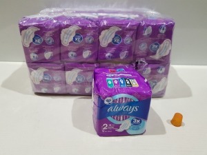 128 X BRAND NEW PACKS OF 12 - ALWAYS ULTRA SCENTED SANITARY PADS - ( SIZE 2 LONG ) - IN 2 BOXES