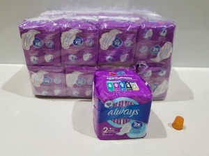 128 X BRAND NEW PACKS OF 12 - ALWAYS ULTRA SCENTED SANITARY PADS - ( SIZE 2 LONG ) - IN 2 BOXES