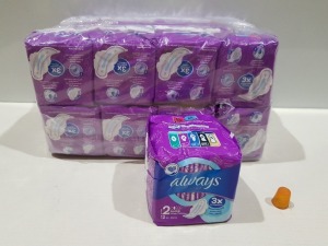 128 X BRAND NEW PACKS OF 12 - ALWAYS ULTRA SCENTED SANITARY PADS - ( SIZE 2 LONG ) - IN 2 BOXES