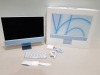 1 X APPLE IMAC 24 INCH ( 2021 ) IN BLUE / WHITE - M1 7 CORE - 8GB RAM - 2 PORTS - INCLUDES POWER LEAD - MATCHING APPLE KEYBOARD AND MOUSE - BUILT IN 1080P FACETIME HD CAMERA - IN ORIGINAL BOX - ALL DATA WIPED ( MODEL : A2438) ( SERIAL NUMBER : C02GH12G