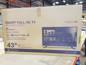 1 X BRAND NEW BOXED FERGUSON 43 INCH SMART FULL HD TV - IN ORIGNIGAL BOX