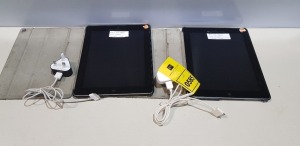 2 X APPLE I PAD TABLETS - 16GB STORAGE - INCLUDES CHARGERS AND CASES - 1 IN BLACK AND 1 IN BLUE