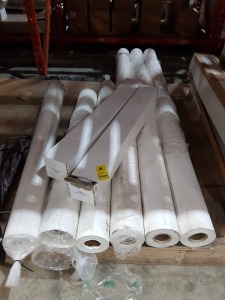 8 X BRAND NEW MIXED ROLL LOT CONTAINING - 3X WHITE ROLLS 2.6M X135M - 2X WHITE ROLLS 1.68M X 90M - 1X WHITE ROLL 1.42M X 135M 2X BOXED SEMI MATT PAPER 200GSM 1067MM X 30M