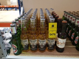 47 PIECE MIXED BRAND NEW BEER LOT CONTAINING 34 X CORONA EXTRA 4.5 % - 330 ML / 7 X BECKS 4% - 275 ML / 6 X CALSBERG PREMIUM EXPORT PILSNER 4.8 % - 330 ML