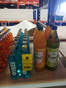 18 X BRAND NEW WKD BLUE ALCOHOLIC MIX 4% - 275 ML AND 6 X 1 LITRE BRITWIT CORDIAL ( 5 X ORANGE 1 X LIME )