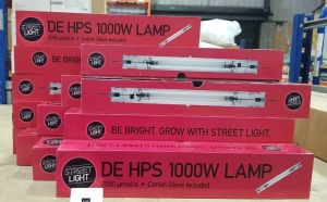 13 X BRAND NEW STREET LIGHTS DE HPS 1000W LAMP COTTON GLOVE INCLUDED - 1/4 OF A BAY