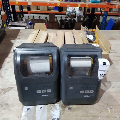 2 X ZEBRA ZD420 LABEL MACHINE WITH 20 X ECONOMY WAX RIBBON PARTS