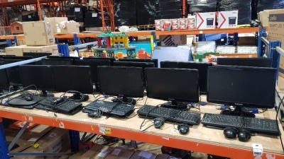 FULL BAY ELECTRONIC MIXED LOT CONTAINING 15 X SAMSUNG MONITORS, 10 X KEYBOARDS (HP & MICROSOFT) AND 7 X COMPUTER MICE