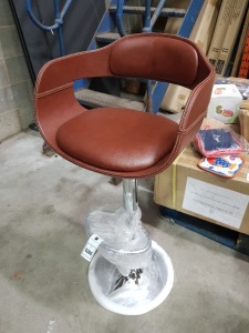 1 X BRAND NEW ANNA BAR STOOL IN BROWN WITH PADDED SEAT AND BACK REST - ADJUSTABLE