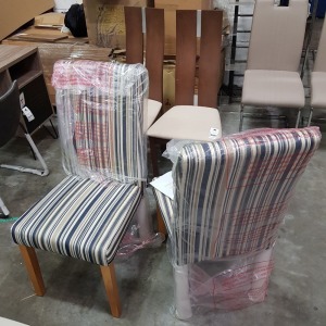 2 X BRAND NEW LORENZO STRIPED FABRIC DINING CHAIRS