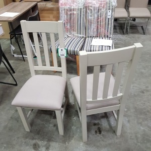 2 X BRAND NEW DFS ZENNOR FABRIC DINING CHAIRS WITH WOODEN BACK REST