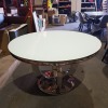 1 X BRAND NEW ( ALREADY BUILT ) SLOANE CHROME CURVED BASE - ROUND GLASS DINING TABLE ( DIAMETER 130 CM / HEIGHT 75 CM HEIGHT ) (NOTE: IT IS NOT POSSIBLE TO PACK THIS ITEM SECURELY FOR HAULIER TRANSPORTATION & WILL NEED TO BE COLLECTED IN PERSON)