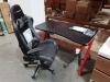 1 X BRAND NEW HOMCOM GAMING DESK WITH LED LIGHTS AND REMOTE - WITH 1X BRAND NEW GT FORCE RACING CHAIR (PLEASE NOTE PLASTIC COVER MISSING)