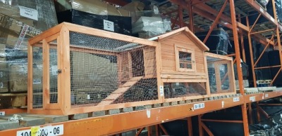 1 X BRAND NEW LARGE RABBIT/CHICKEN HUT SIZE L 310CM H 87CM D 60CM (NOTE: IT IS NOT POSSIBLE TO PACK THIS ITEM SECURELY FOR HAULIER TRANSPORTATION & WILL NEED TO BE COLLECTED IN PERSON)